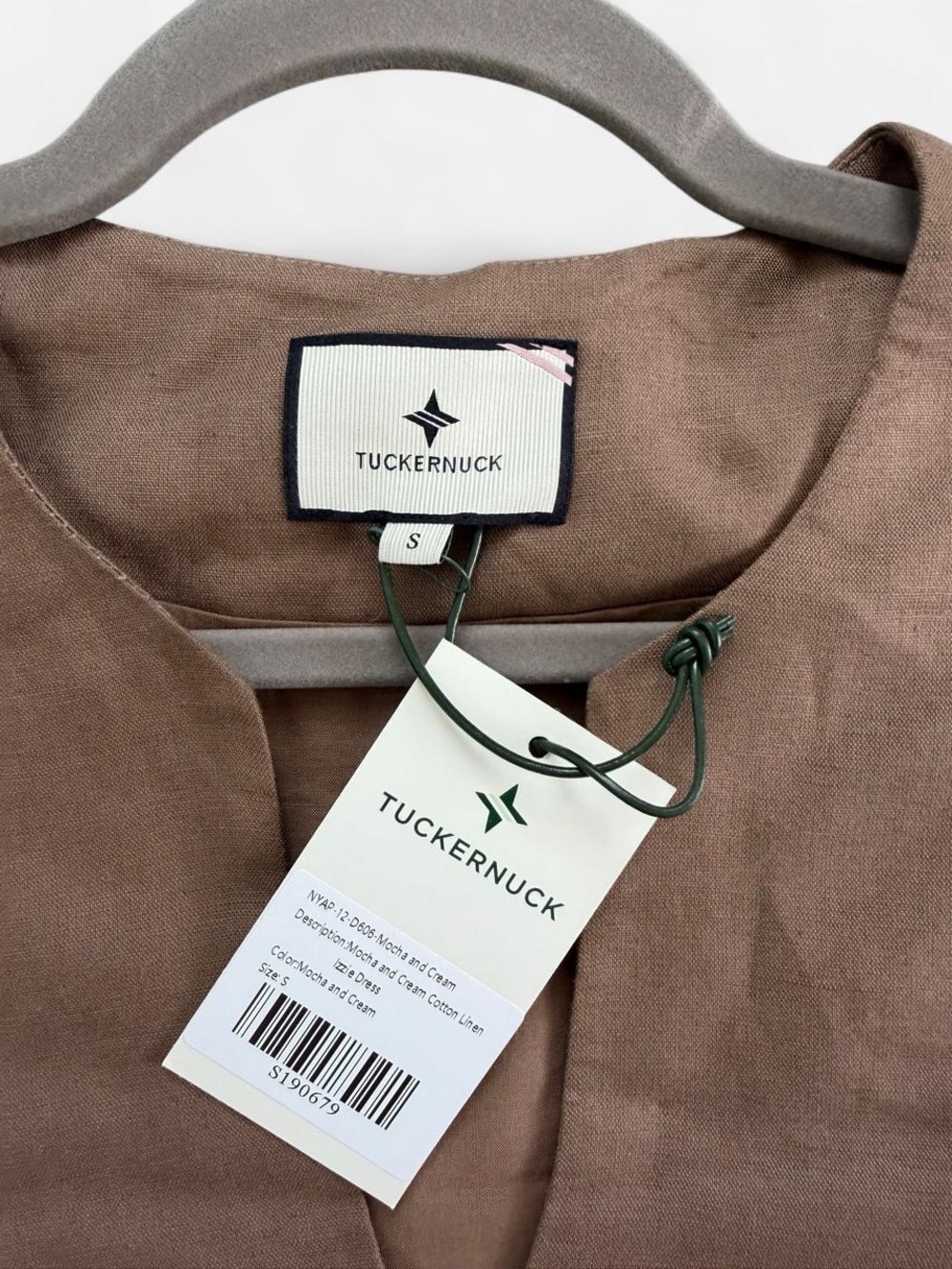 NWT TUCKERNUCK Mocha and Cream Cotton Linen Izzie Dress - Picture 6 of 8